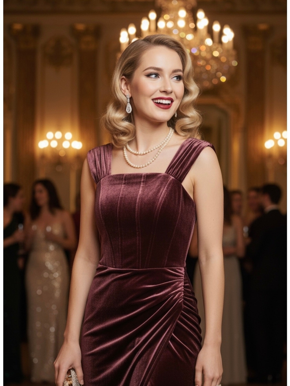 Vintage Cache Velvet Midi Dress in Plum NWT Size 2